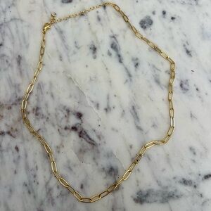 NWOT Gold Paperclip Chain Necklace 20 Inches, Ajustable